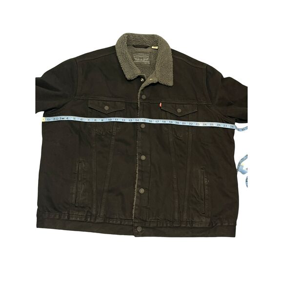 🔥 LEVI’S Black Sherpa Denim Trucker Jacket Duvall Chore 16365-0054 Sz XXL 🔥 - Picture 11 of 12